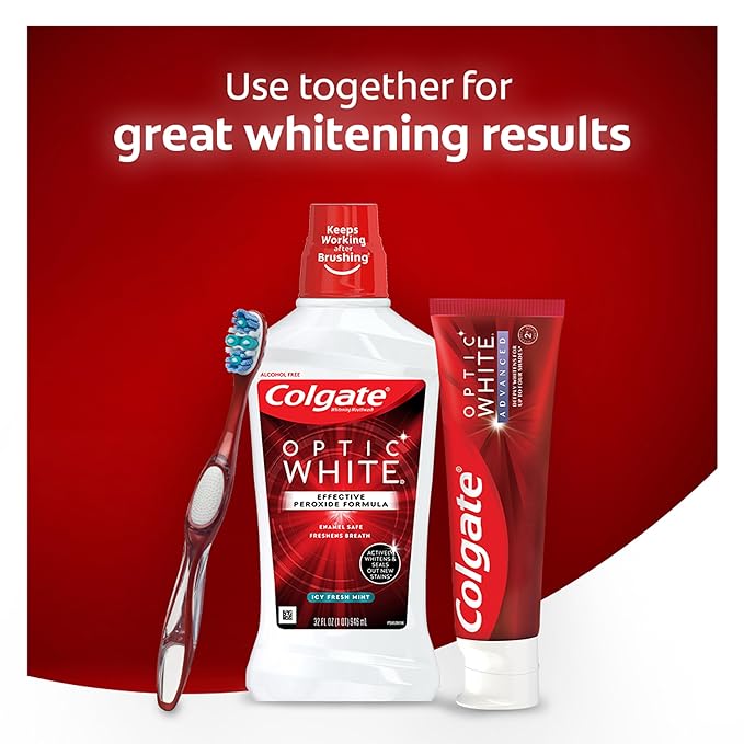 Colgate Optic White Whitening Mouthwash, Fresh Mint - 473 mL (6 Pack)