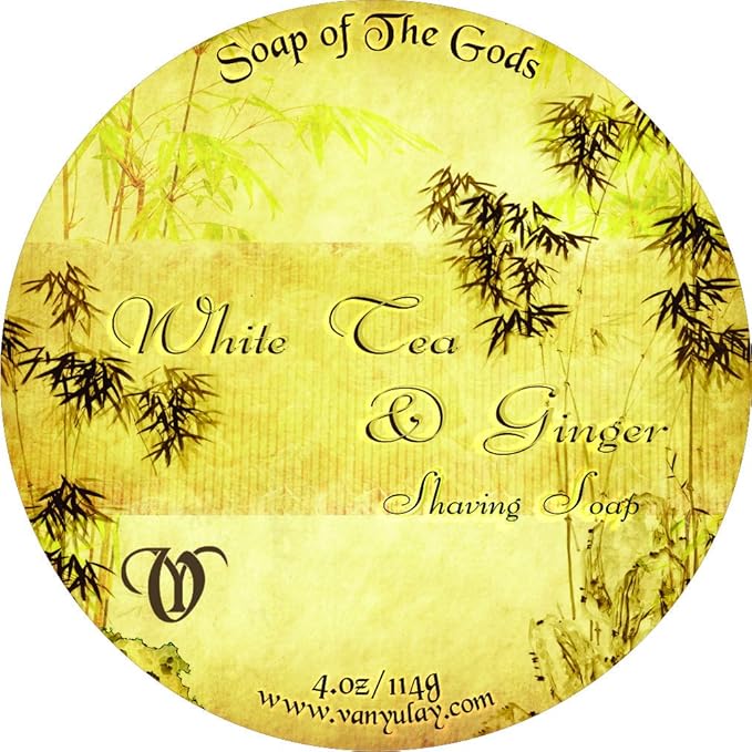 White Tea & Ginger Shave - Shaving Soap with Argan & Tallow All Natural Skin Food.Moisturizing and Nourishing for Men and Women