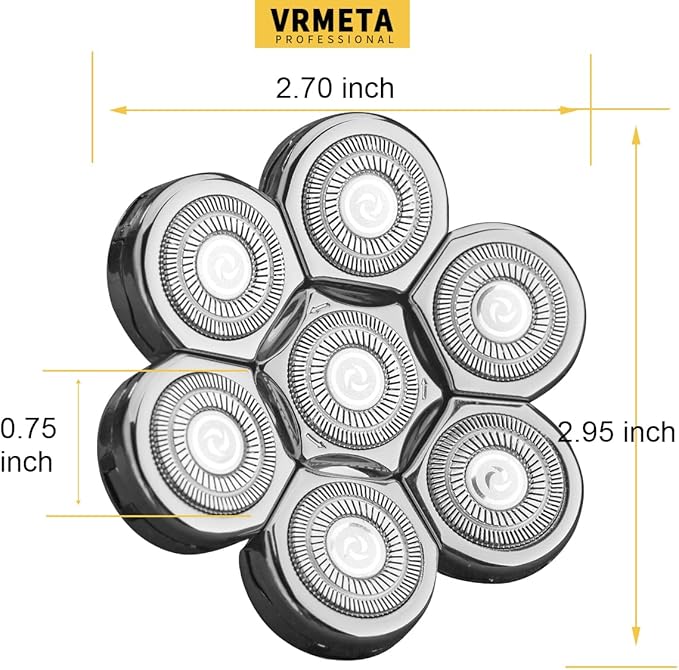 Electric Shaver Replacement Heads - Sharp Stainless Steel Blades for Rotary Shaver (7 Heads, Silver)