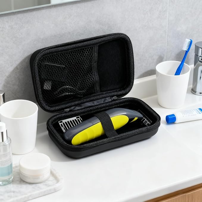 LinMei Hard Travel Case for Electric Trimmers & Shavers - Protective Organizer Compatible with QP27XX, QP28XX and QP6XXX - EVA Shell with Accessory Pocket - Black (Case Only)