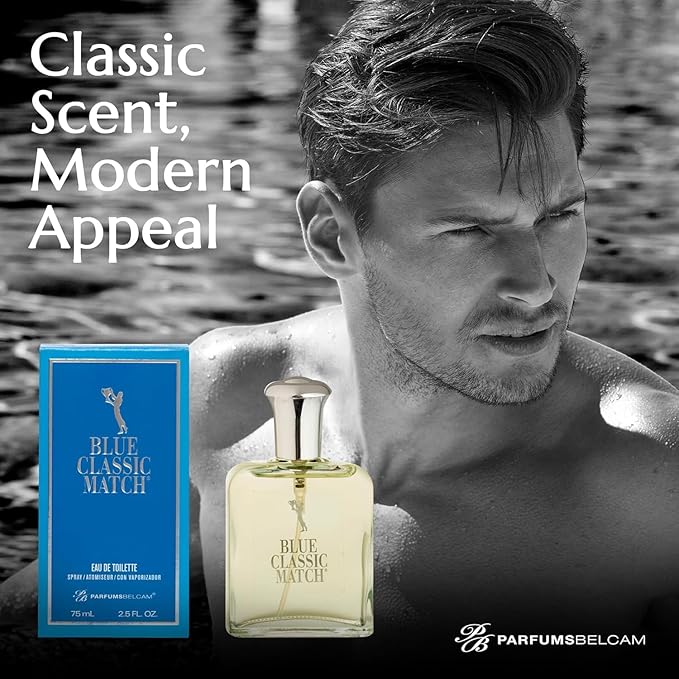 PB ParfumsBelcam CM Deep Blue Eau de Toilette Spray for Men – Fresh Aquatic Citrus Cologne with Bergamot, Marine Notes & Musk – Clean Masculine Scent, Affordable Everyday Cologne, 2.5 Fl Oz