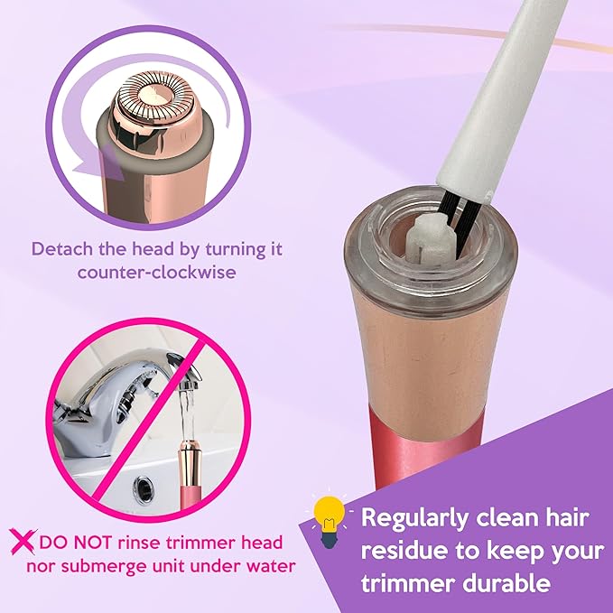 Facial Hair Remover for Women – Painless 16mm Dual Ring Floating Head Blade, Portable, Electric Razor & Epilator for Flawless Face, Lips & Chin – with 18K Gold-Plated Head, 360° LED Light