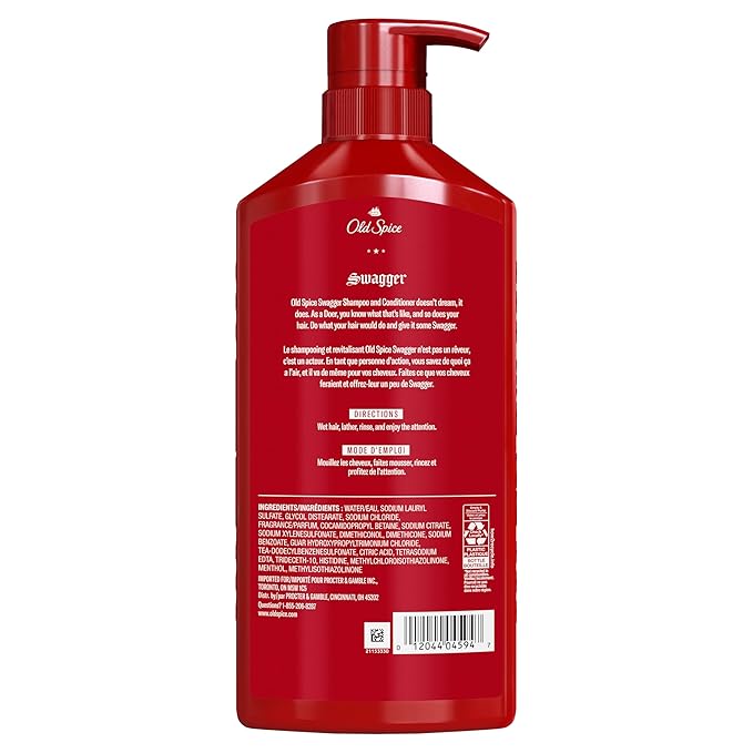 Old Spice Men's 2-in-1 Shampoo and Conditioner, Swagger, Cedarwood Lime Scent, Healthier, Fuller, Moisturized Looking Hair, Barbershop Quality, Remove Dirt & Oil, 21.9 Fl Oz