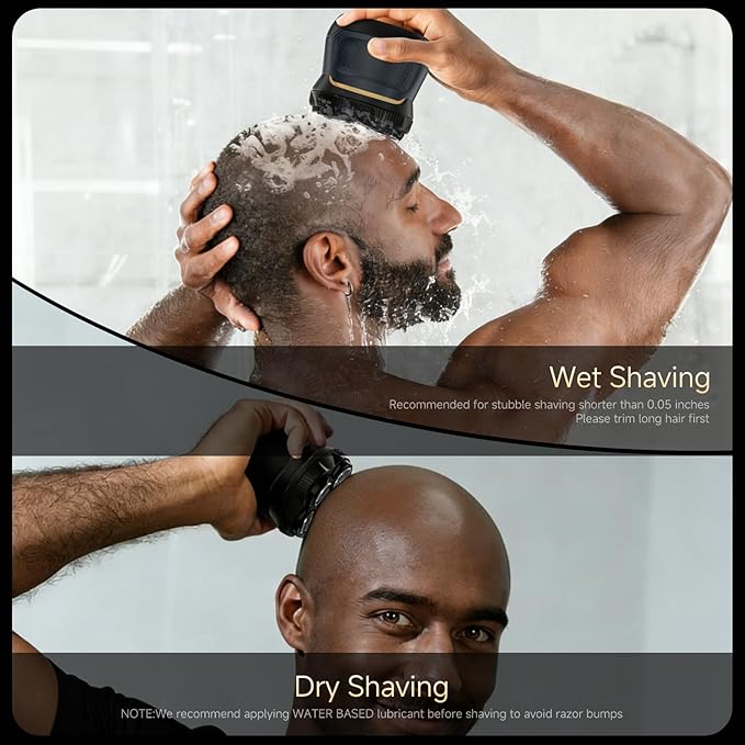 Head Shavers for Bald Men, 6D Magnetic Blade Razor with Led Display and USB-C Charging, Waterproof Wet/Dry Shaver for Men, with Storage Case and 1 Extra Replacement Head (Navy Blue)