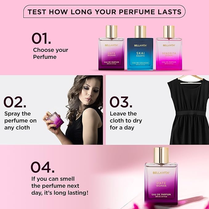 Bella Vita Luxury Date Perfume for Women | Eau De Parfum for Women | Pink Pepper, Red Fruit & Jasmine | Fruity and Floral Long-Lasting EDP Fragrance Scent | 100 ML (3.34 FL. OZ.)