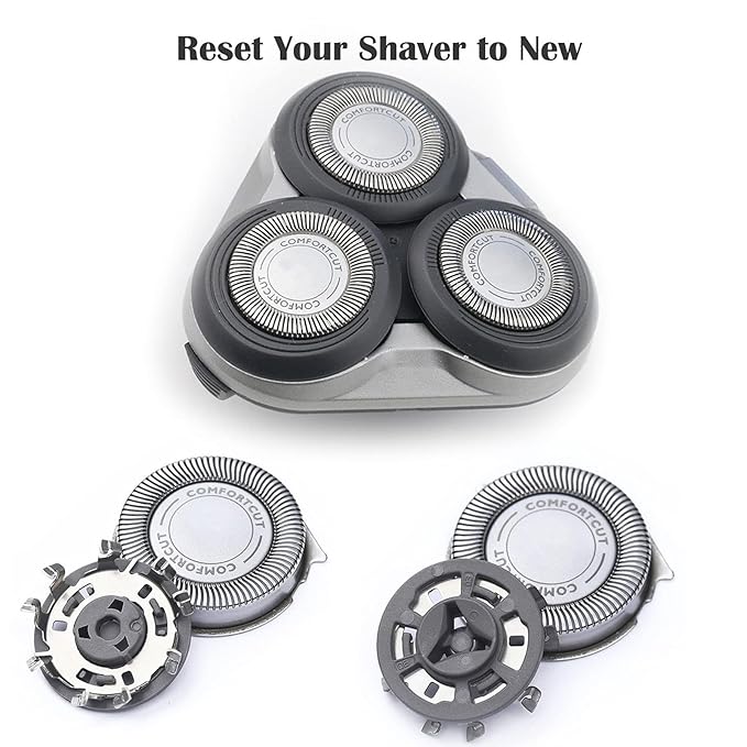 HQ8 Replacement Heads Compatible with Philip Aquatec Electric Shaver, HQ8 Heads Razor Blades New Upgraded for Aquatec Shavers HQ7100, HQ8160, AT810, PT720, PT860, 8892XL, 3-Pack & Brush