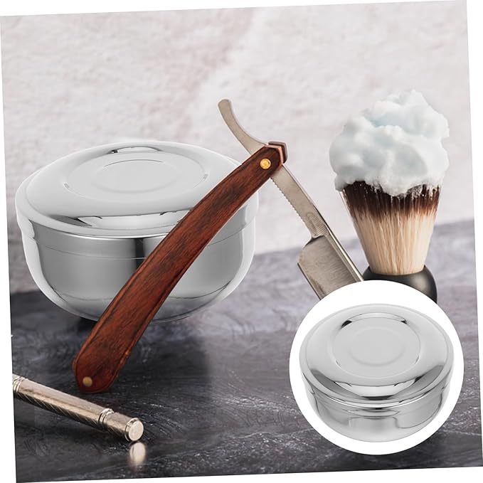 Stainless Steel Shaving Bowl with Lid for Men Sturdy Shave Soap Dish Travel-Friendly Shaving Cream Container for Wet Shave Home Salon Use