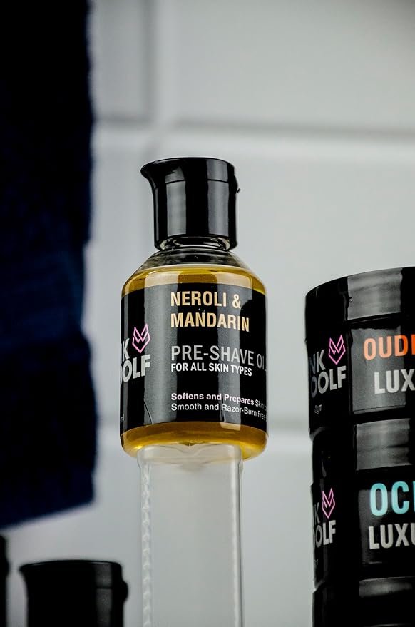 Pink Woolf Pre-Shave Oil for Men | Neroli & Mandarin Essential Oils | Softens Beard, Prepares Skin for Smooth Shave | Prevents Razor Burn | Suitable for All Skin Types | 2 Fl Oz | Pack of 1