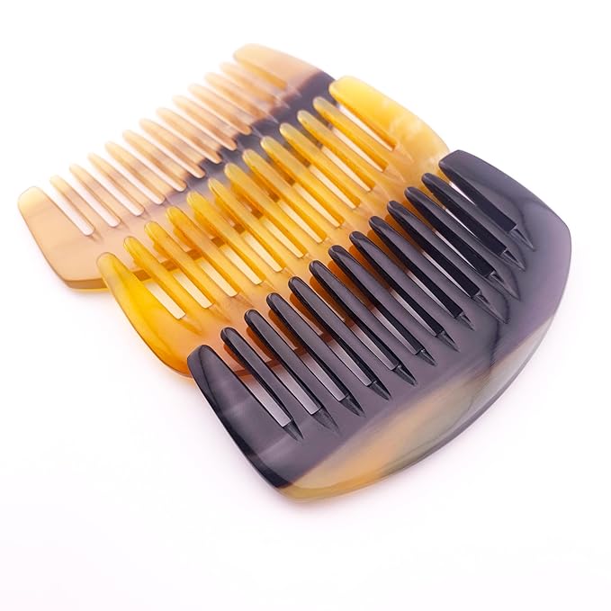 Buffalo Horn Comb – Natural Antistatic Hair and Beard Brush for Men and Women – Handmade Cow Horn Comb for Hair Care (3.55" wide tooth handleless)