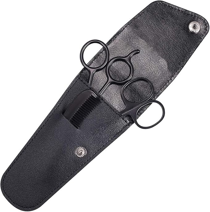 Black Head Remover Beard Mustache Scissors And Comb Set Kit For Men Care (3 Pieces Kit) Nail Cleaning Kit for Men