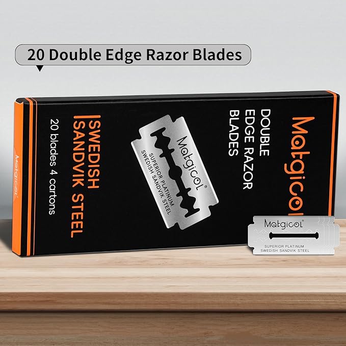 Double Edge Safety Razor Blades - 20 Count Premium Platinum Swedish Steel Blades for Men & Women’s Razors – Precision Shaving Blades for Smooth, Comfortable & Close Shaves