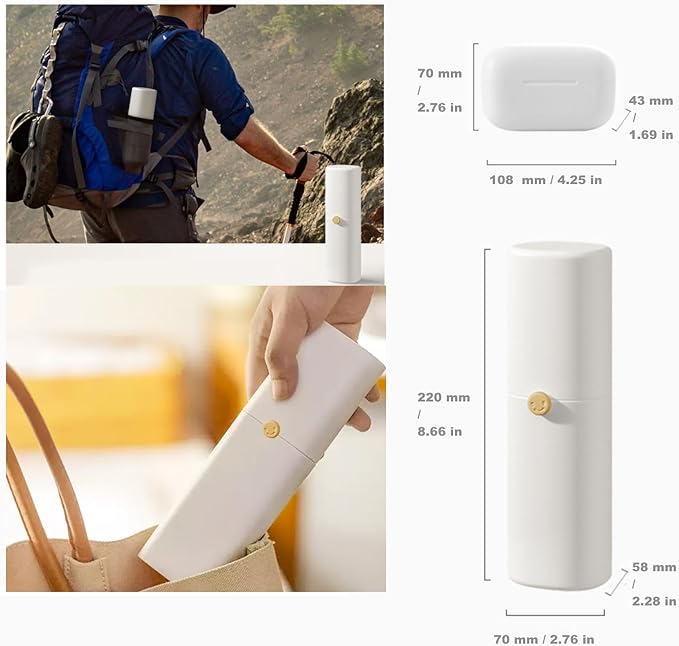 2PCS Portable Travel Toothbrush Case & Minimalist Travel Soap Case,Toothpaste Cover Container with Mouthwash Cup, Oral Clean Tools Organizer for Traveling/Camping/School/Gym(Large Capacity)