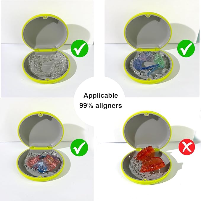 2PCS Retainer Case Compatible with Invisalign,Cute Slim Aligner Case,Customized Magnetic Closure Orthodontic Retainer Cases (2 Pack Green + Light gray Silicone)