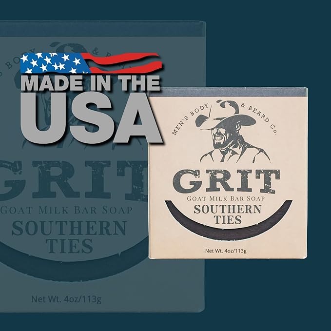 GRIT Goat Milk Soap Bar Southern Ties | Dye-Free Soap Bar | Enriched with Nourishing Goat Milk | 4 oz