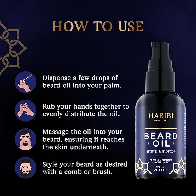 H HABIBI Warm Embrace Beard Oil – 2.0 Fl. Oz Naturally Derived Beard Growth Oil for Men, Beard Care Essential – Hydrates, Nourishes & Promotes Healthy Growth, Made in USA