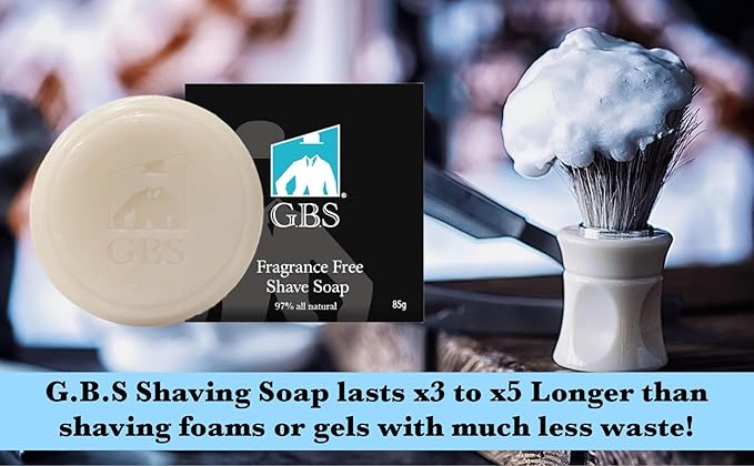 GENTS Men’s Shaving Soap Set - 3 Pack Natural Fragrance Free Shave Bars with Shea Butter for Sensitive Skin, Rich Lather, Razor Burn Relief