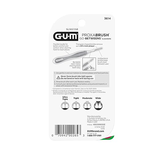 GUM Proxabrush Go-Betweens - Wide - Interdental Brushes - Soft Bristled Dental Picks for Plaque Removal Health - Safe for Braces & Dental Devices, 15 Count