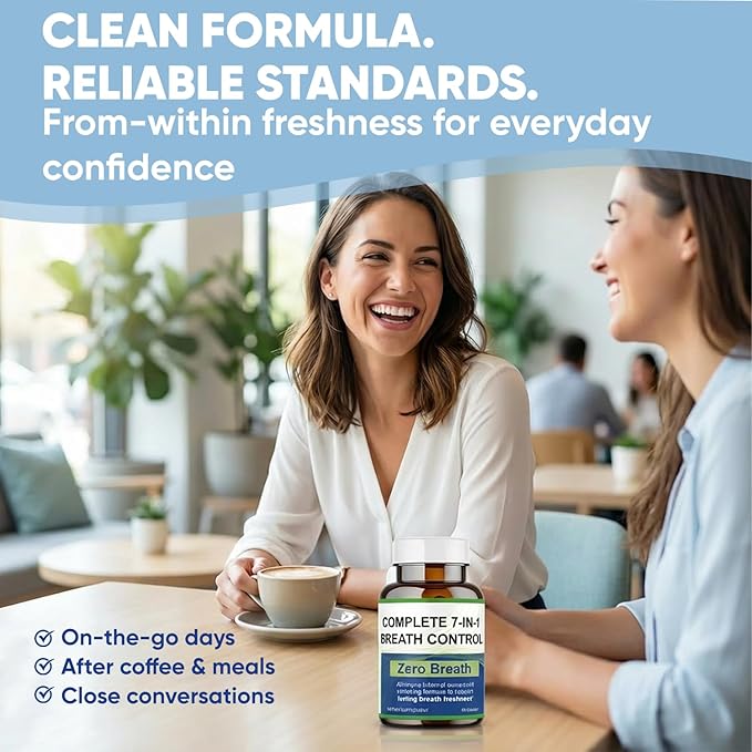 Zero Breath Capsules, Zero Breath 7 in 1 Bad Breath Solution with Organic Chlorophyllin, Natural Mint Extract, Magnesium Citrate and More