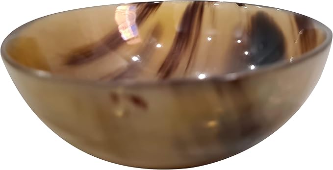 collectiblesBuy Genuine Ox Horn Shave Bowl Polished Finish Palm Shaving Soap Bowl Handcrafted Elegant & Unique Design