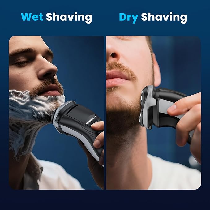 SweetLF Electric Razor for Men, 120 Min Shaving, (1H Charging),100% Waterproof, Wet & Dry Rotary Electric Shaver with Pop-up Trimmer,Type-C Rechargeable Cordless Shavers for Men