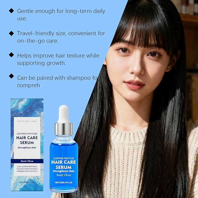 30ml Copper Peptide Hair Serum for Thinning Hair – Biotin & Ginseng Root Extract to Support Scalp Health and Boost Volume