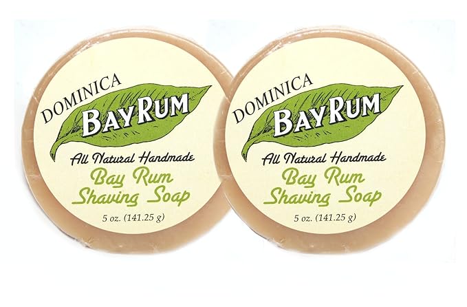 Handcrafted Shaving Soap Oval Two Pack - the classic scent of Bay Rum in a hard shaving soap
