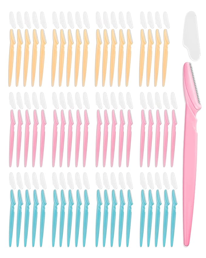 MoHern Dermaplane Razor, 60 Pcs Face Razors for Women and Men, Multipurpose Eyebrow Razor, Dermaplaning Tool for Face by MoHern, Multi-Color (60 Pcs)