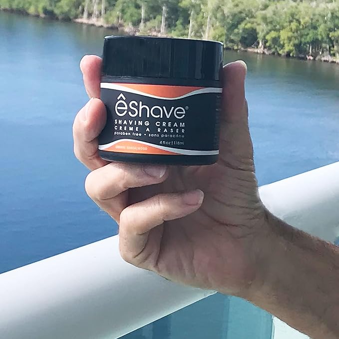 eShave Shaving Cream for Men, Orange Sandalwood, prevents shaving irritation and razor burn, generates a rich lather for a soft, silky, Smoothest shave
