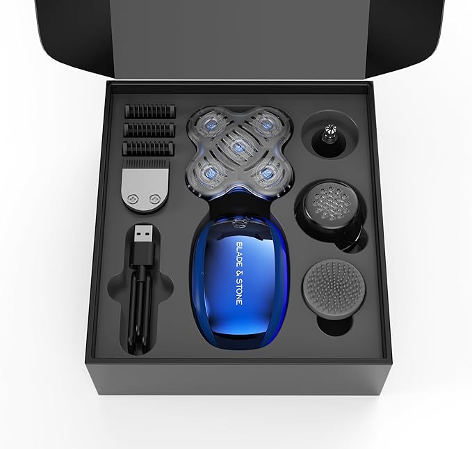 Blade & Stone® Head Shaver for Men HS505-BB | Diamond-S-Blade® | MIMO Net Technology for Superior Skin Comfort | 8500 RPM Durable Motor, USB-C Rechargeable - Big Blue