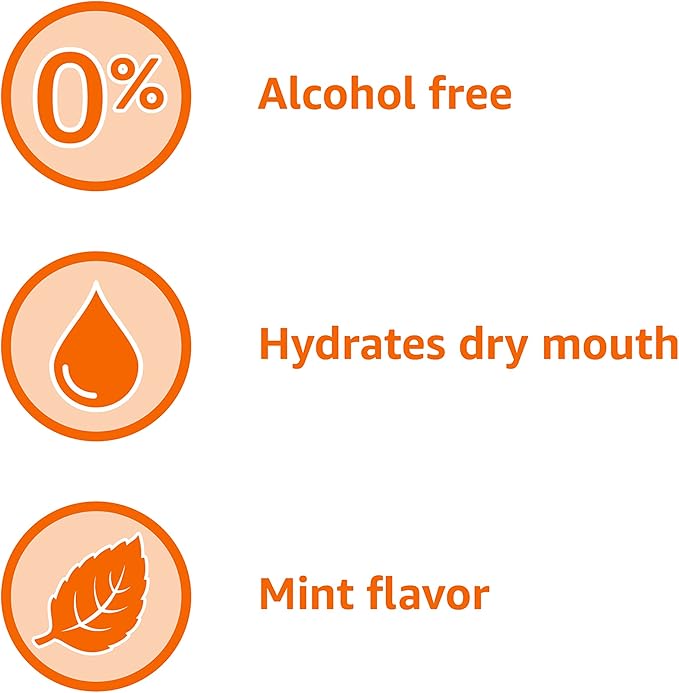 Amazon Basics Dry Mouth Oral Rinse, Alcohol Free, Mint Flavor, Soothes and Hydrates, 16 Fluid Ounces, 1-Pack (Previously Solimo)