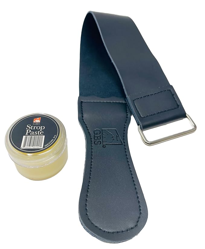 G.B.S Black Luxury Shaving Kit - Wood Straight Razor, Mug, Natural Soap, Brush, Alum block, Strop and Paste Grooming Kit, Black