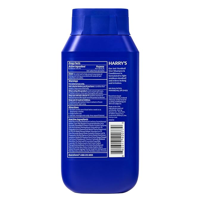 Harry's Extra-Strength Anti-Dandruff Men's 2 in 1 Shampoo and Conditioner - (3 Pack) 14 fl oz - Made with 2% Pyrithione Zinc