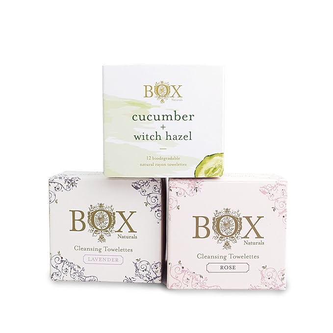 Cleansing Towelettes 12 Pack (Cucumber + Witch Hazel) For Face and Body - Wet Wipes