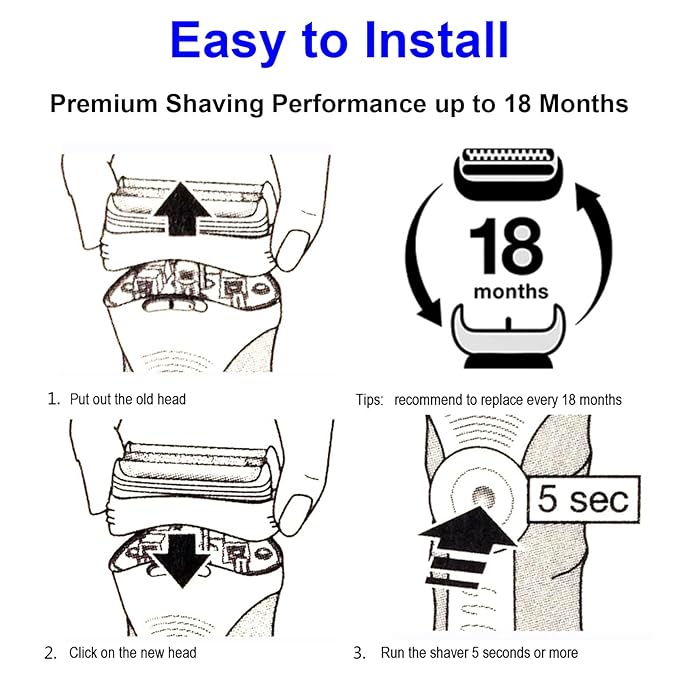 Series 5/6 53B Replacement Head for Braun Electric Foil Shaver, Compatible with New Generation Braun Razors 5020cs 5018s 5035s 5049cs 5050cs 6020s 6040cs 6075cc 6072cc 6090cc (2 Count)