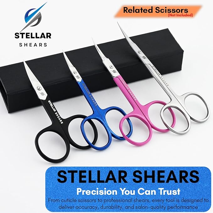 Cuticle Scissor Extra Fine Curved Blade β Precision Stainless Steel Manicure & Pedicure Scissors for Eyebrow, Eyelash, Beard & Dry Skin β Professional Small Nail Scissors (Blue)