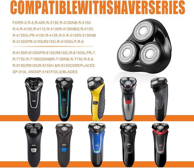 2PACK(Black) Universal Rotary Replacement Shaver Head,Compatible with Remington Shaver Series,for R3,R4,R5,R6,R7,R8,SP-3141 and SP-5161 Foils/Blades