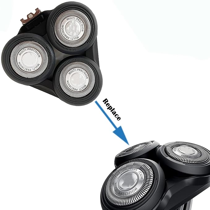 SH50 Replacement Heads Whole Head Part Compatible with Phillip Shaver Series 5000 (S5xxx), S5xxx, PT8xx, PT7xx, 3 Count SH50 Replacement Blades for Series 5000 Razors