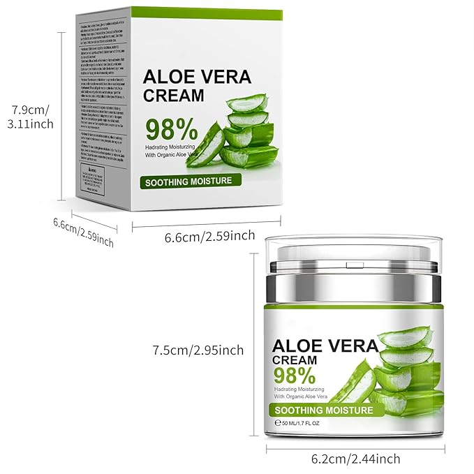 98% Aloe Vera Moisturizer Face Cream,Face Moisturizer with Pure Aloe Vera, Soothing,Moisturizing and Delicate Skin Anti Wrinkle Face Cream for Dry Skin,Acne Scars Moisturizing Cream for Men and Women