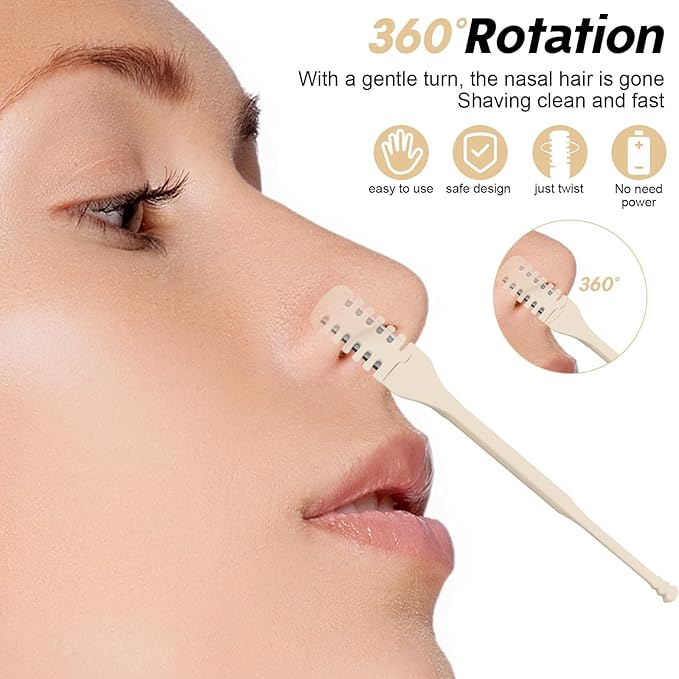 40 Pcs Manual Nose Hair Trimmer - Rotating Nasal Hair Razor Cutter with Storage Box for Women and Men Double Sided Nose Hairs Cleaner Portable Nostril Remover Tools