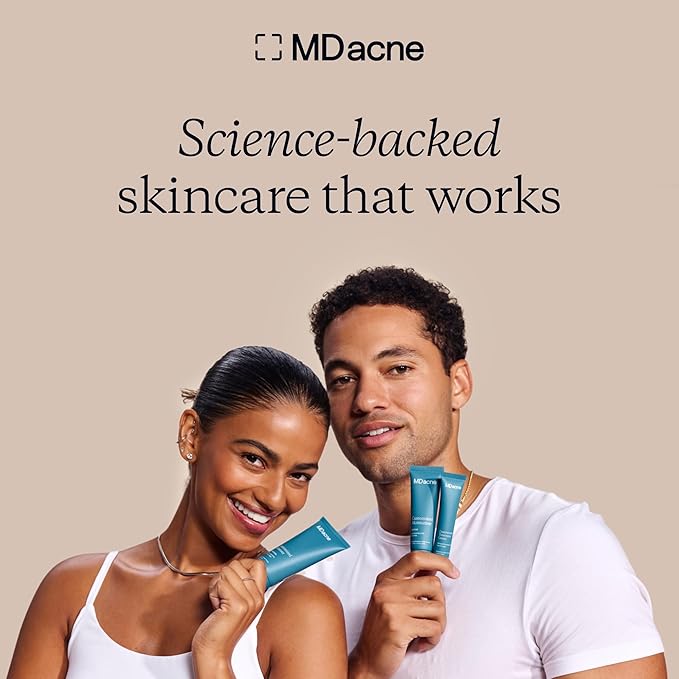 MDacne 3 Step Retinol Acne Kit – 0.25% Retinol Cream, Salicylic Acid Cleanser, Niacinamide Moisturizer – Plant-Based Kit for Hormonal Acne, Blemishes, Wrinkles – 30 Day Complete Care