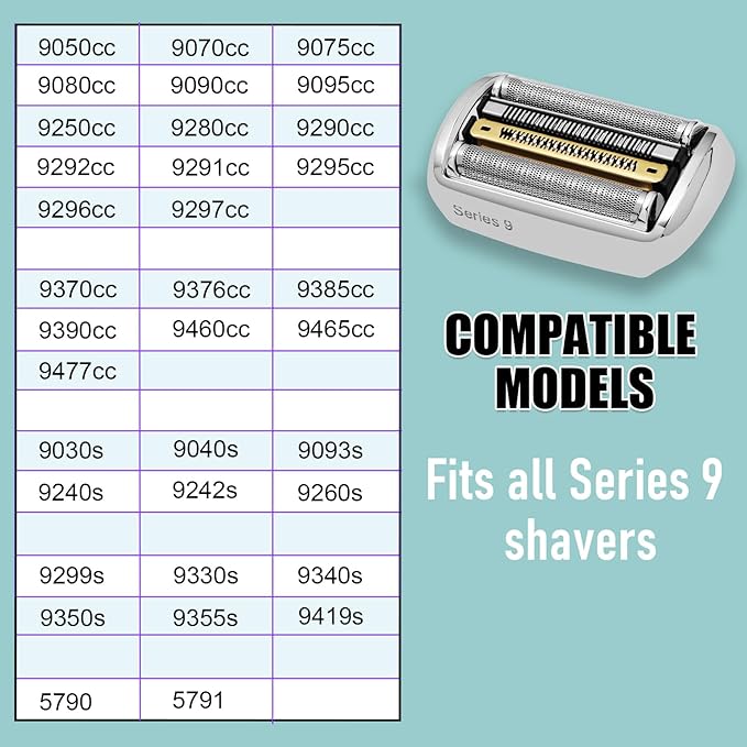 92S-Series 9 Electric Shaver Replacement Head Compatible with Braun all Series 9 Electric Razors 9290cc, 9291cc, 9370cc, 9293s, 9385cc, 9390cc, 9330s, 9296cc (1 PACK)