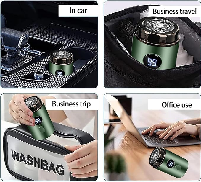 Mini Portable Electric Shaver, 2025 New Upgrade Electric Shavers for Men, USB Rechargeable Waterproof Mini Shaver, Pocket Size Powerful Electrics Razor for Travel Office Business Trip (Green)
