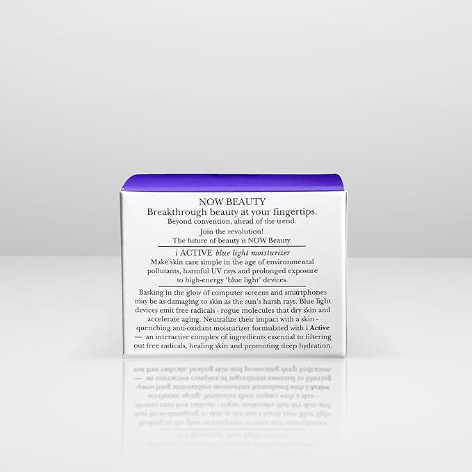NOW BEAUTY iActive Blue Light Moisturizer - Hydration - Improves Skin Elasticity - Lightweight Moisturizer for Face – Vegan – Sulfate & Paraben Free – For Men & Women – Travel Size - 1.7 oz