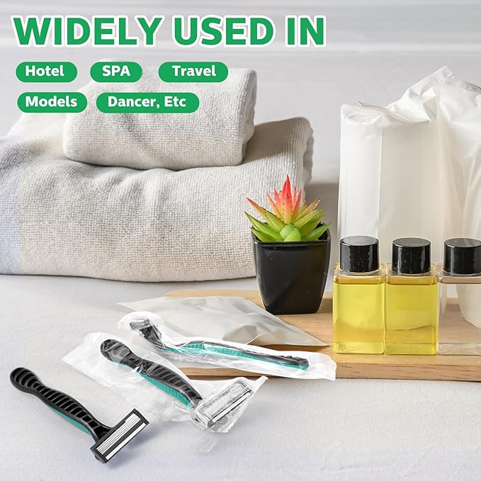 20 Men's 5-blade Disposable Razors for Sensitive Skin, Individually Wrapped Razor Bulk with Rotating Head and Non-slip Handle, Travel Shaving for Home, Hotel, Spa and Business Trips