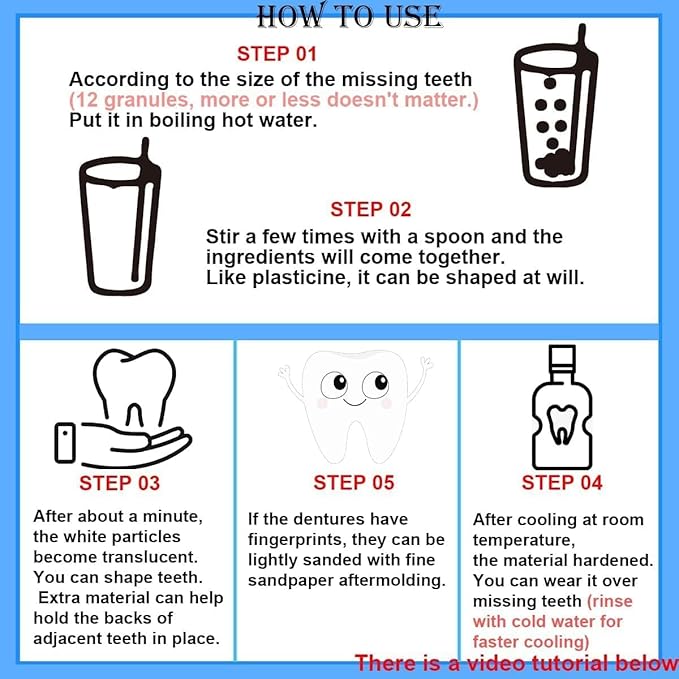Provisional Tooth Repair Kit-Thermal Fitting Beads Granules and Fake Teeth for Provisional Fixing Missing and Broken Tooth (Teeth - Piece White)
