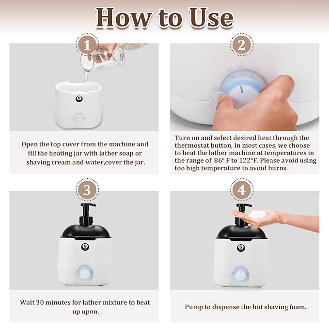 Hot Lather Machine SANGLE SOPFFY,Shaving Cream Warmer for Men -800ML Large Capacity Heated Shaving Cream Dispenser for Home Salon Barber Shop Spa With 2 Pumps,Christmas and Birthday Gift for Men