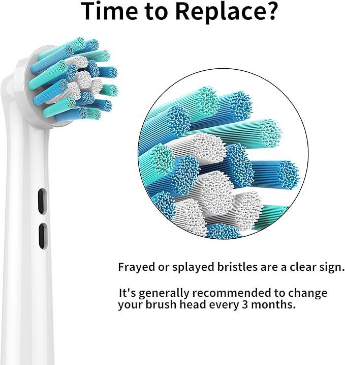 Replacement Toothbrush Heads Compatible with Oral-B Braun, 12 Pack with Color-Coded Rings for Family– 360° Angled Bristles for Deep Clean, Fits 7000/Pro 1000/500/3000 Series – Medium Stiffness