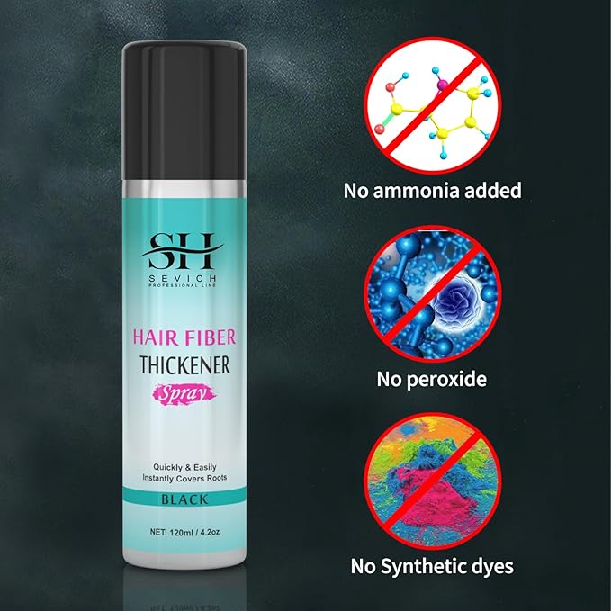 Sevich Hair Fiber Spray - Instant Hair Thickening Powder for Men & Women, Hair Building Fibers for Thinning Hair, Root Touch Up Hair Color, Waterproof, Sweatproof, Natural Look,120ml Dark Brown