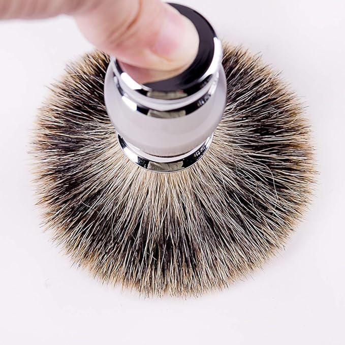 Grandslam Finest Badger Shaving Brush with Resin Handle- Engineered for the Best Shave of Your Life (Gray)