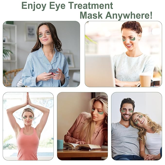 LAVONE Eye Mask - 30 Pairs Green Tea Eye Patches Skin Care Products for Dark Circles and Puffiness, Reduce Wrinkles and Fine Lines, Eye Patches for Women and Man,with Hair Clips